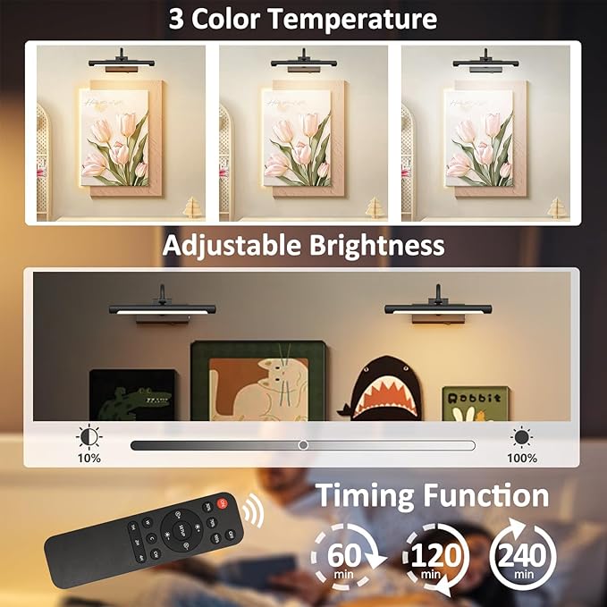 Aipsun 11.8" Picture Lights for Wall Rechargeable, 10000mAh Battery Operated - Image 7