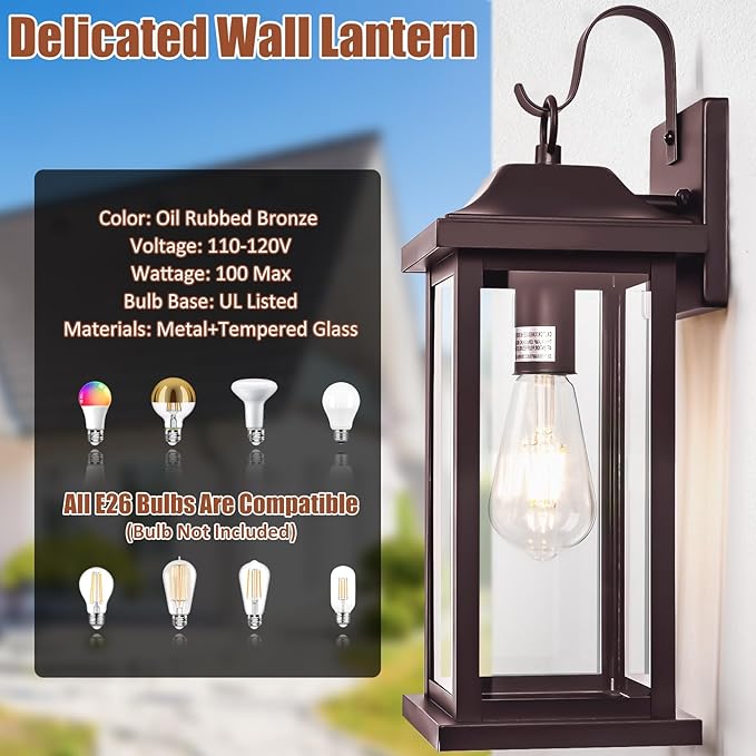 Large Bronze Outdoor Wall Light 17 Inch, Vintage Exterior Light Fixture - Image 3