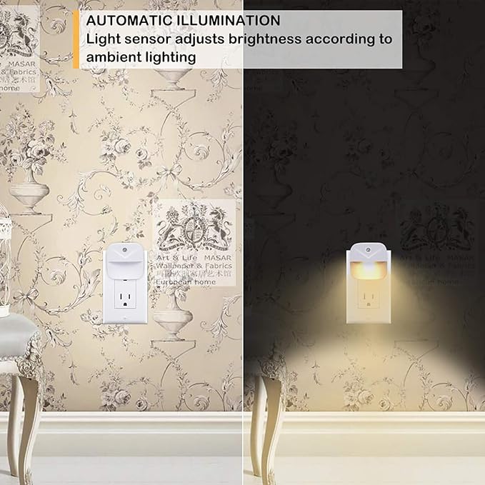 Uigos LED Night Light, Warm White Nightlight, Dusk-to-Dawn Sensor, Energy - Image 5