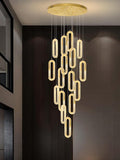 H138 High Ceiling Crystal Chandelier, Modern Oval Ring LED Chandeliers by Ykolupty
