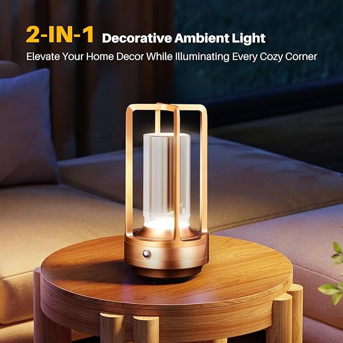 Rechargeable Table Lamp Cordless, 3 Color | Crystal | Stepless Dimming - Image 9