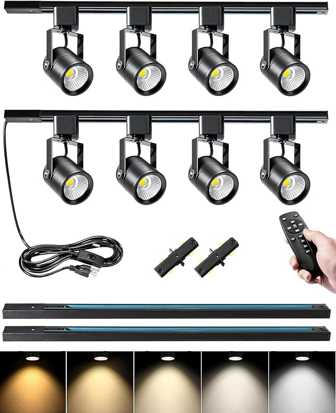 Plug in Track Lighting with Power Cord, 8-Light LED Track Lighting Kit with by Unknown