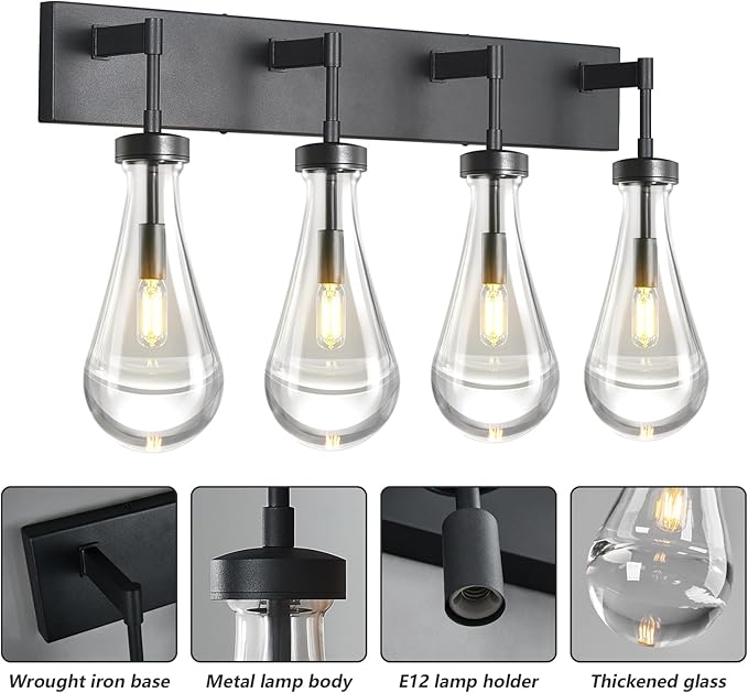 Raindrop Wall Sconces Black Crystal Sconces Wall Decor Modern Lighting Glass - Image 7