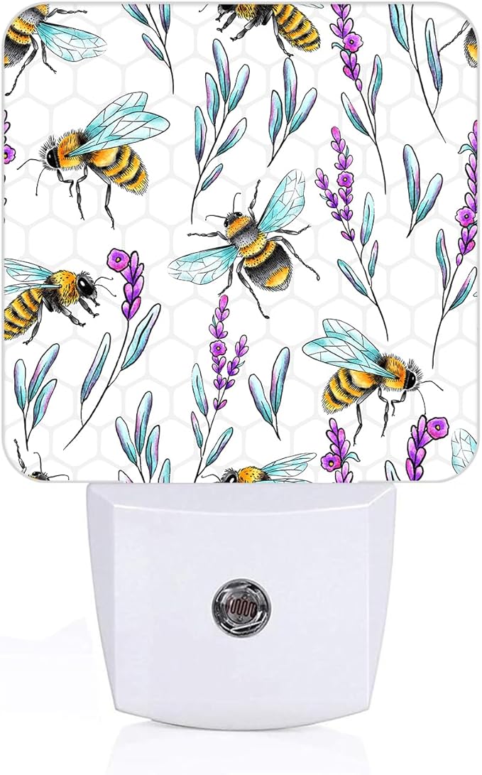 Bees and Lavender Flowers Night Light, Plug-in Night Lights by Unknown