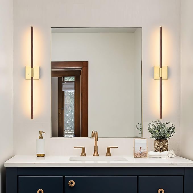 40″ Walnut Battery Operated Wall Sconces, Dimmable Wall Sconce - Image 9