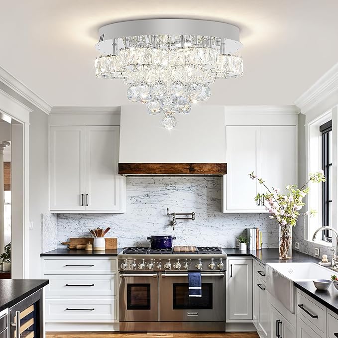 Flashing God Dia 16in Modern LED Crystal Chandelier, Flush Mount Ceiling Light - Image 7