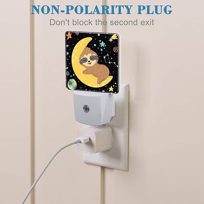 Night Light for Kids Girls Boys, Cute Baby Sloth Sleeping on Moon LED Night - Image 3