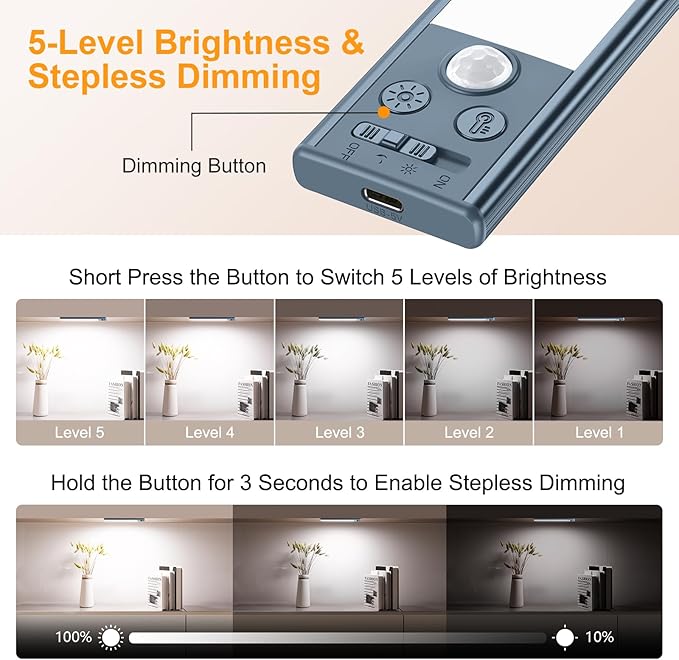 Gritin 10.2inch Under Cabinet Lighting Rechargeable -84 LED Super Bright - Image 5