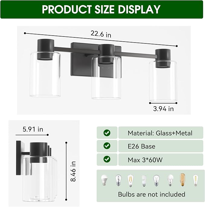 3-Light Matte Black Wall Sconces - Image 6