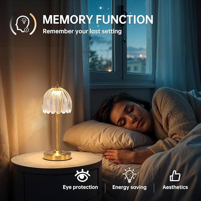 Tulip Table Lamp with 5000mAh Battery & Touch Control, Cordless Small Table - Image 8