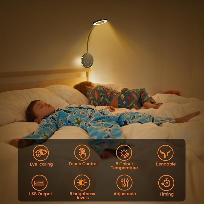 Wall Mounted Reading Light, Headboard Reading Lamp - Image 7