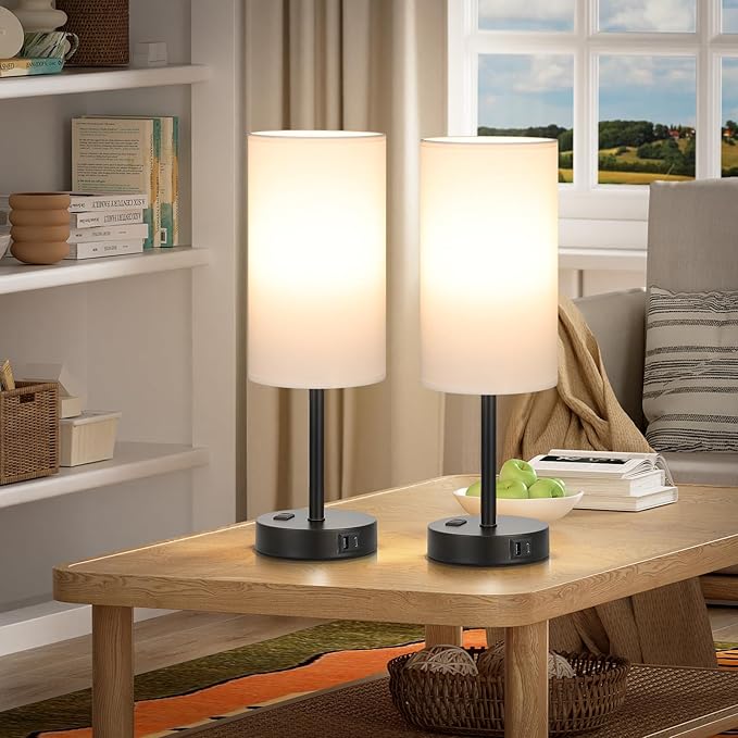 17.4inches Tall White Bedroom Lamps Set of 2-3 Way Dimmable Touch Table Lamps - Image 7