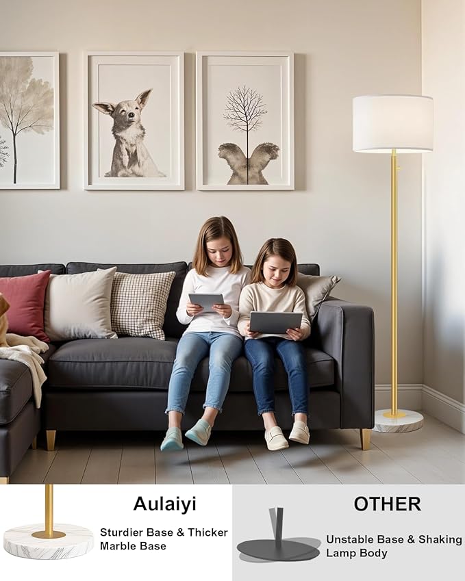 Gold Floor Lamps for Living Room–10W LED Bulb Included, Dimmable Floor Lamp - Image 4