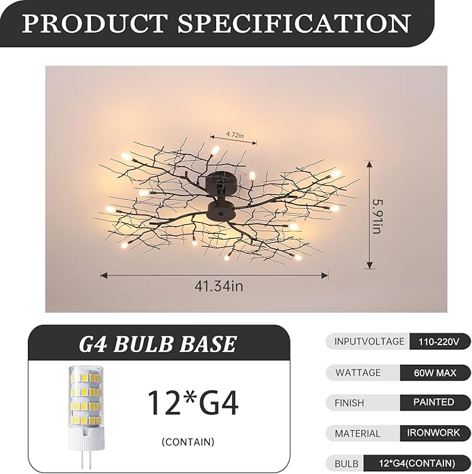 NIAOERFEN Black Modern Chandelier - Image 4