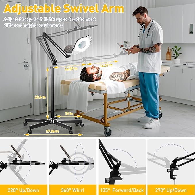 10X Magnifying Glass with Light and Stand, 2200 Lumens Dimmable Magnifying - Image 4