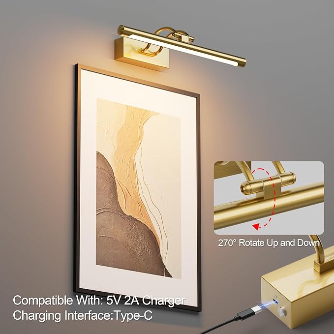 Cordless Picture Light with Remote, Battery Operated Wall Sconce - Image 5
