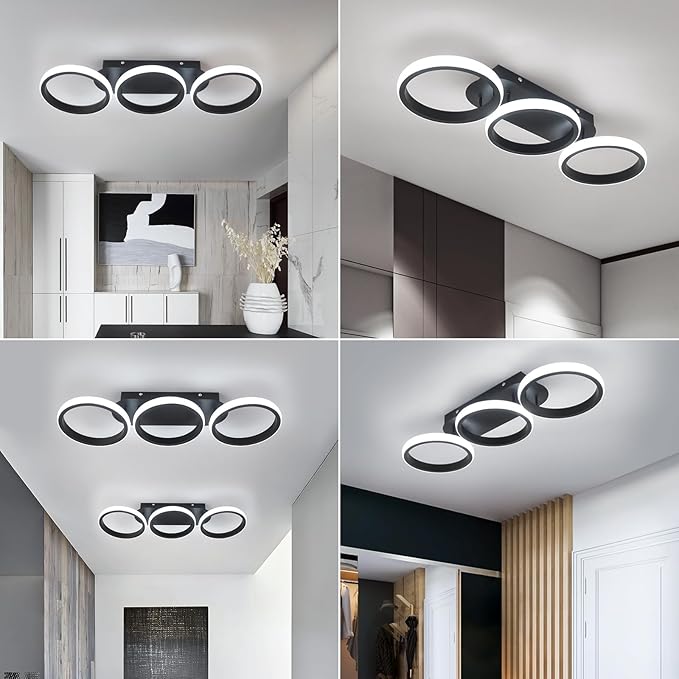 Modern LED Ceiling Light, 3-Round Rings Flush Mount, 30W 6000K Cool White - Image 5