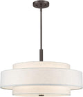 Livex Lighting Fabric Shade 52138-92 Meridian 5 Light English Bronze Pendant by LivexLighting