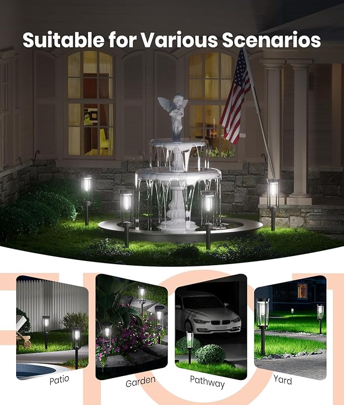 Solar Pathway Lights Outdoor Powered Waterproof 8 Pack Upgraded Solar Walkway - Image 7