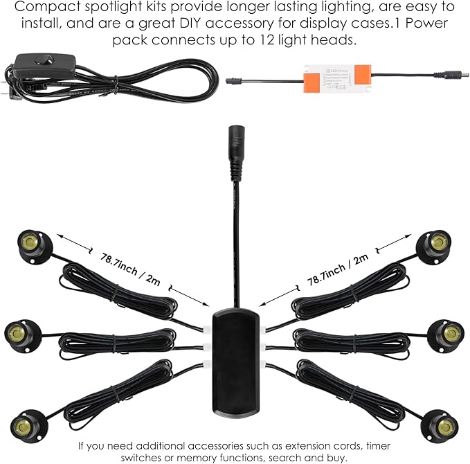12pcs Cold White Mini LED Spot Lights, 6000K Under Cabinet Lights, Mini - Image 3