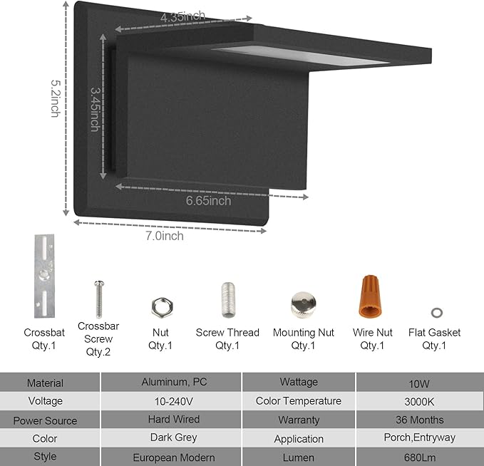 Wall Light Outdoor LED Wall Mount Lamp Modern Wall Sconce Lighting Lantern - Image 8