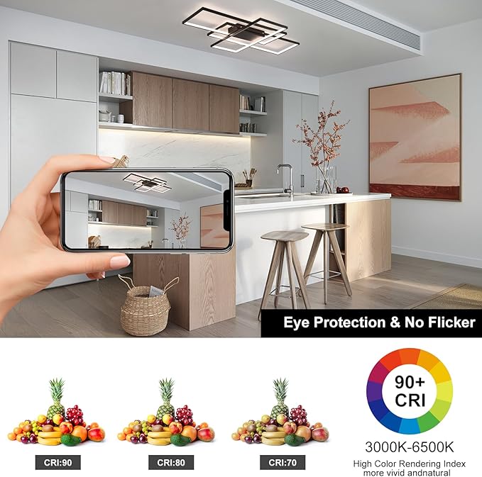 GEADI Large Modern LED Ceiling Light, 35.4" Dimmable Flush Mount Ceiling Lights - Image 6
