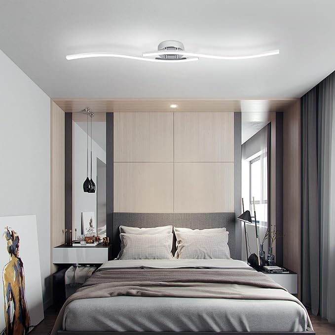 39.37Inch Linear Ceiling Light 6000K Chrome Modern Ceiling Light Fixture 28W - Image 2