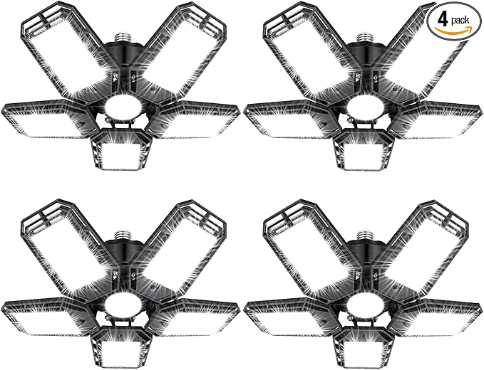 LED Garage Lights 4 Pack, Ceiling LED Shop Light 160W 16000LM 6500K Screw in by Luyata