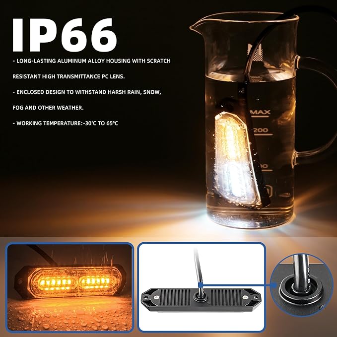 8-Pcs 12 LED Sync Feature Emergency Strobe Grille Lights Ultra Slim Surface - Image 5