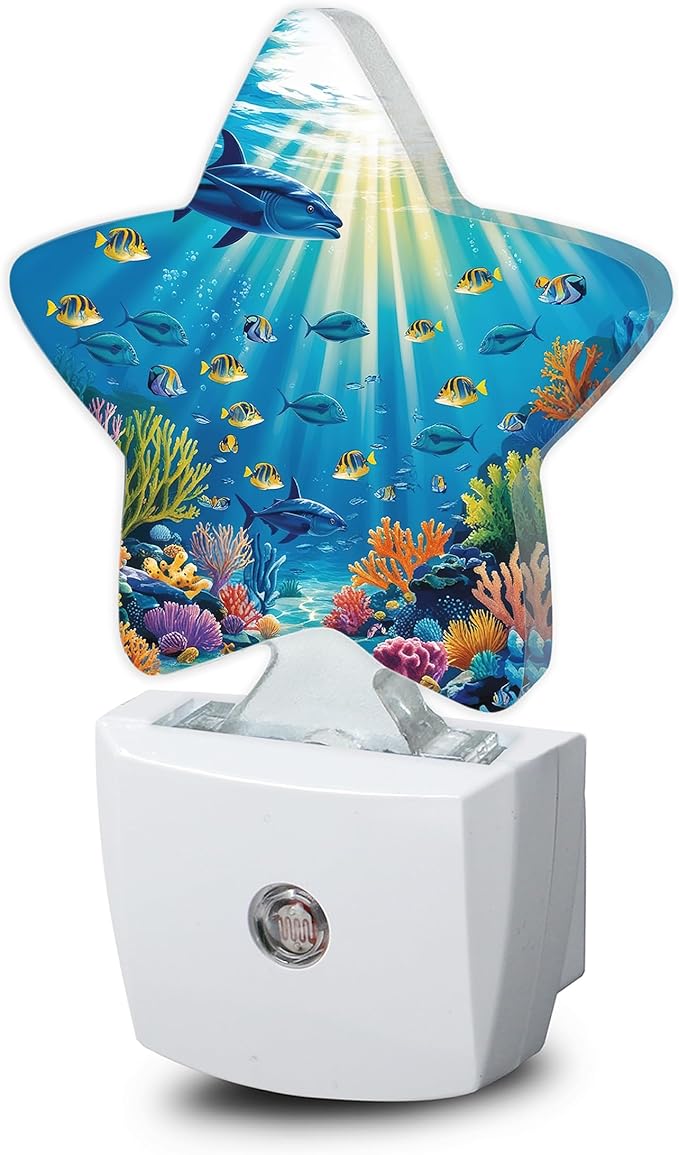Underwater World Night Light, Sea Ocean Fish Plug-in Star Night Lights by SNOWMOLLE