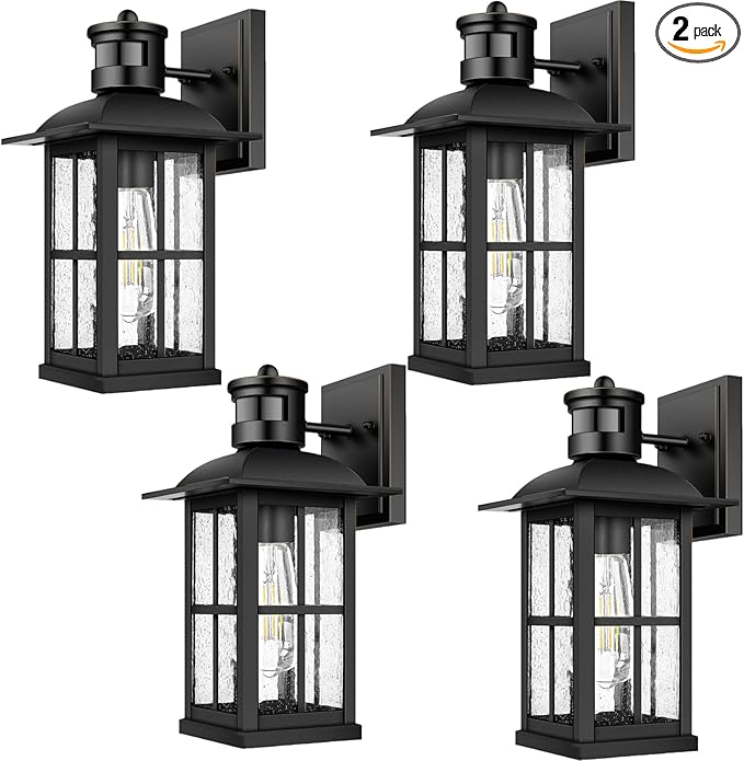 4 Pack 15inch Large Outdoor Wall Lights, Modern Black Exterior Wall Light by Superyofo
