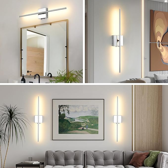 Chrome Wireless LED Battery Operated Wall Sconces, 11000mAh Rechargeable Wall - Image 7
