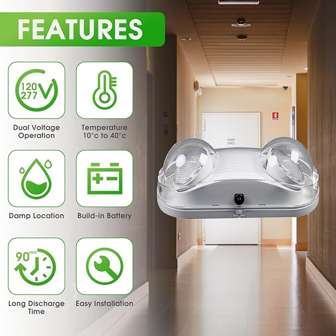 Outdoor Wet Location Emergency Light, Waterproof LED - Image 3