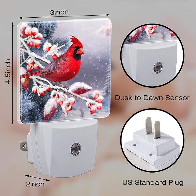 Winter Red Cardinal Bird Night Light - Image 2