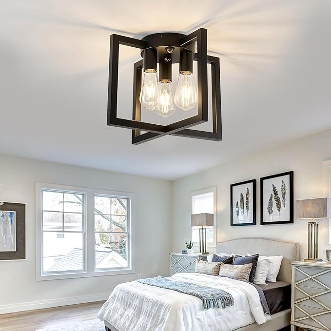 ZGLAOJT Motion Sensor Ceiling Light Fixture 3-Lights Semi Flush Mount Ceiling - Image 7
