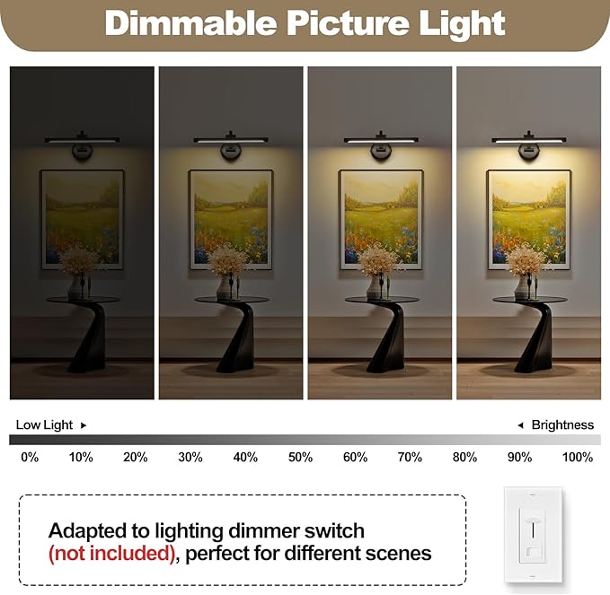 Black Picture Lights for Paintings Hardwired LED Wall Art Lighting 15.75" - Image 2