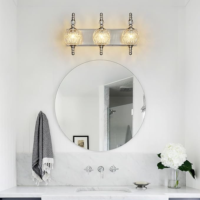 Modern Crystal Bathroom Vanity Lights Fixtures Over Mirror Brushed Nickel - Image 7