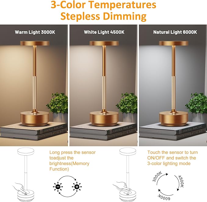 SAKRINGT 2 Pack Rechargeable Cordless Table Lamp - Image 3