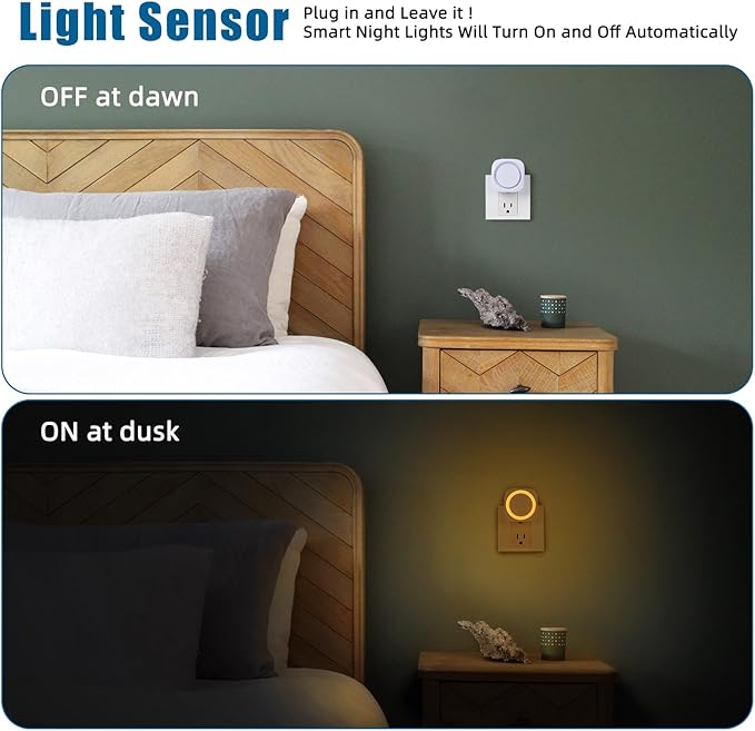 Amber Night Lights Plug into Wall, 4 Packs Dimmable Night Light - Image 4