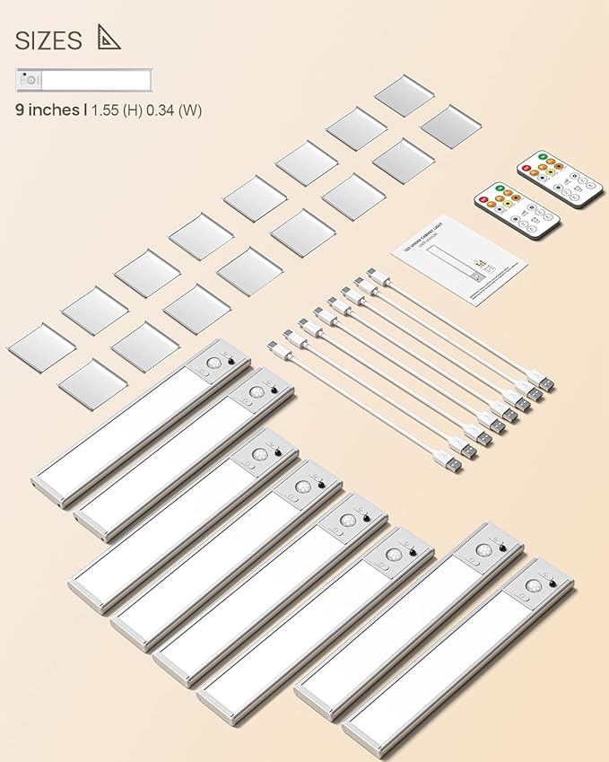 Under Cabinet Lights with Remote Control, USB Rechargeable LED Motion Sensor - Image 8