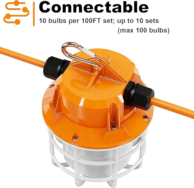 NS 100FT Construction String Lights 150W LED Industrial Grade 15000LM 5000K - Image 5