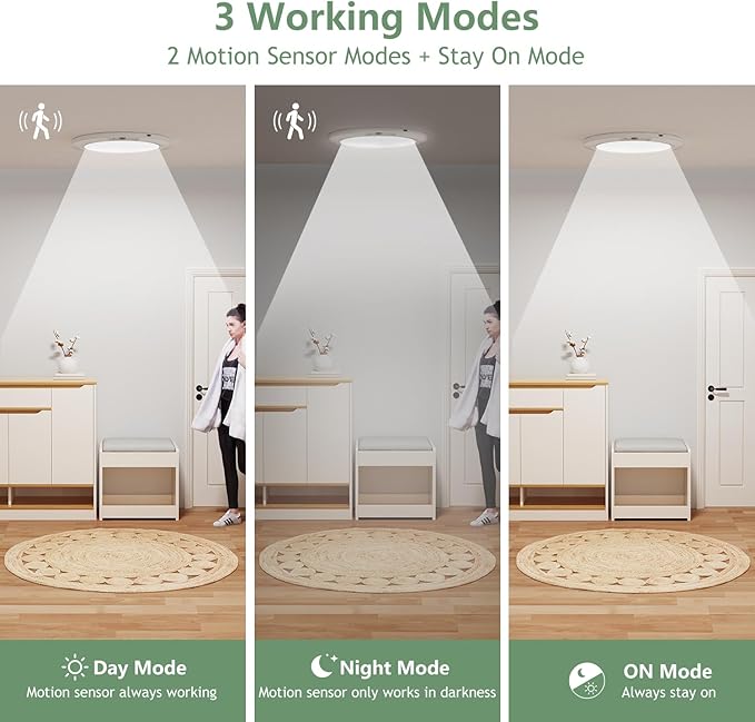 USB Rechargeable Motion Sensor Ceiling Light, Battery Operated Magnetic Closet - Image 4