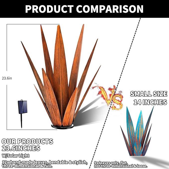 Large Tequila Rustic Sculpture, Rustic Metal Agave Plants - Image 2
