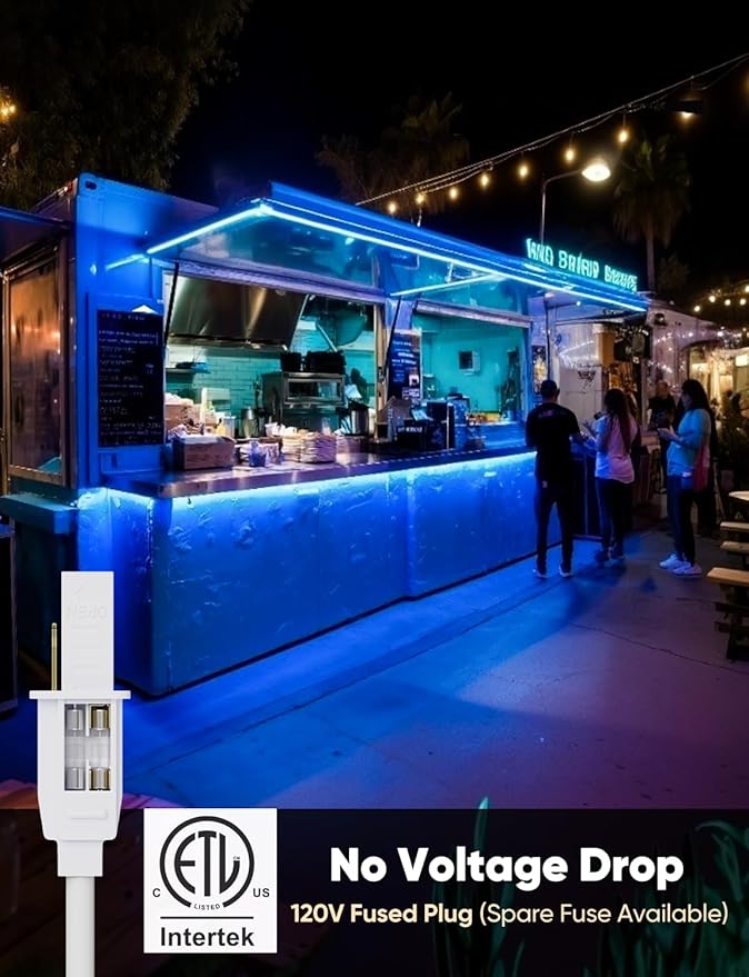 16FT Blue LED Neon Rope Lights, AC 110-120V Flexible Neon Strip Outdoor - Image 5