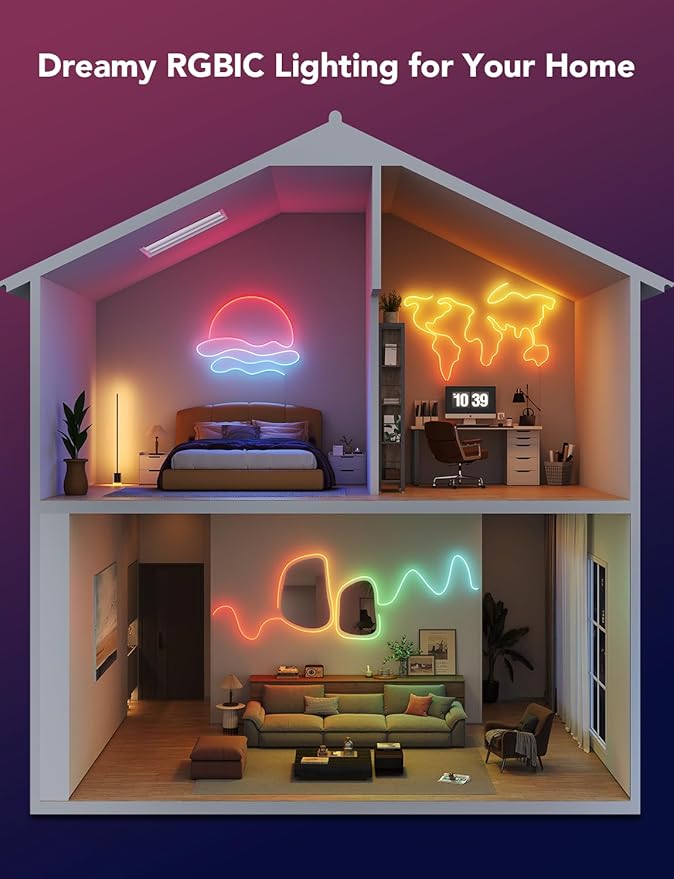 Govee RGBIC Neon Lights, LED Smart Neon Rope Light 2 Works - Image 4
