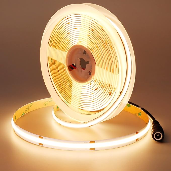 JOYLIT 24V COB LED Strip Lights 16.4ft 3000K Warm White 550LM/FT Super Bright by JOYLIT
