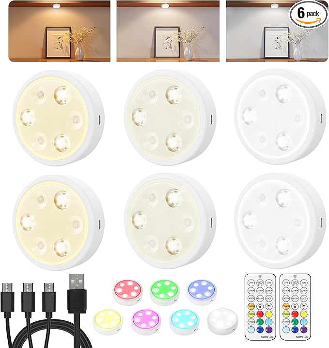 HOLKPOILOT Puck Lights with Remote, 2000mAh Battery Operated Rechargeable Under by HOLKPOILOT