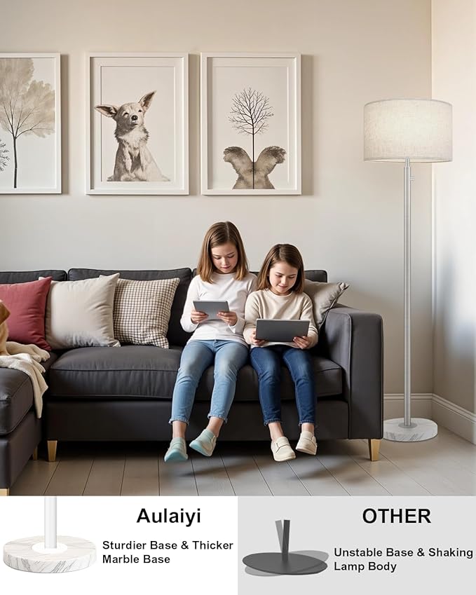 Brushed Nickel Floor Lamp for Living Room, Modern Standing Lamp - Image 3