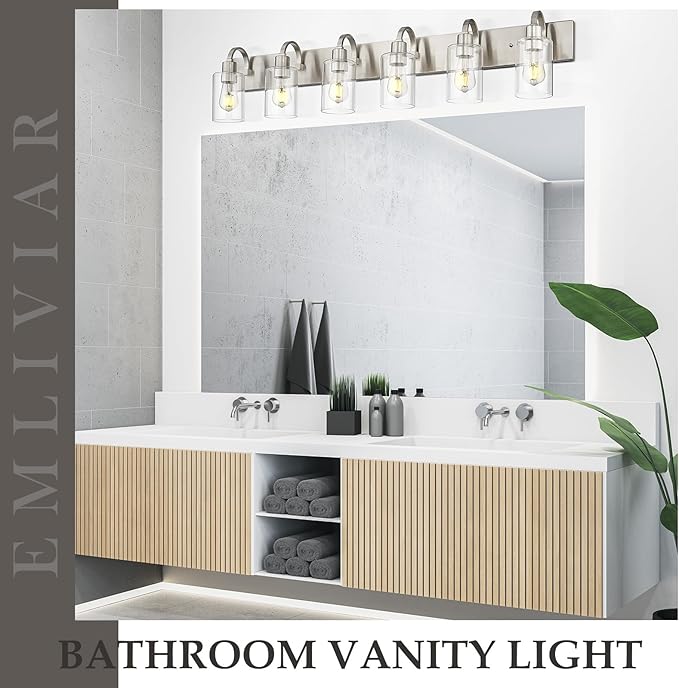 Emliviar Large Bathroom Wall Light, 6-Light Industrial Bathroom Lighting - Image 3
