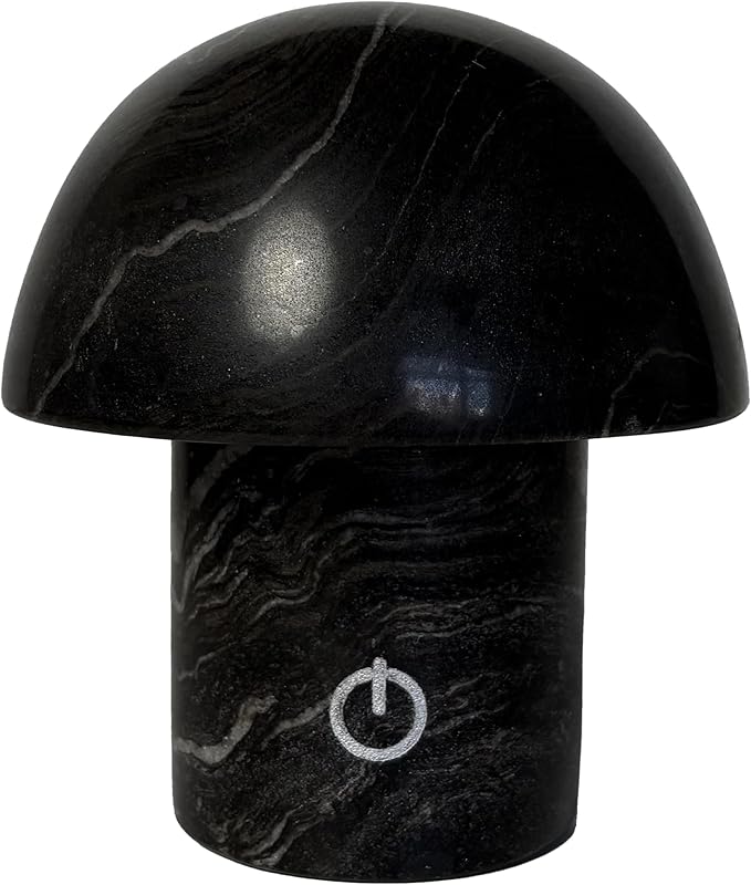 Hand-Polished Natural Marble Mushroom Lamp, Rechargeable LED Stone Night Light by MayroomNaturalStone